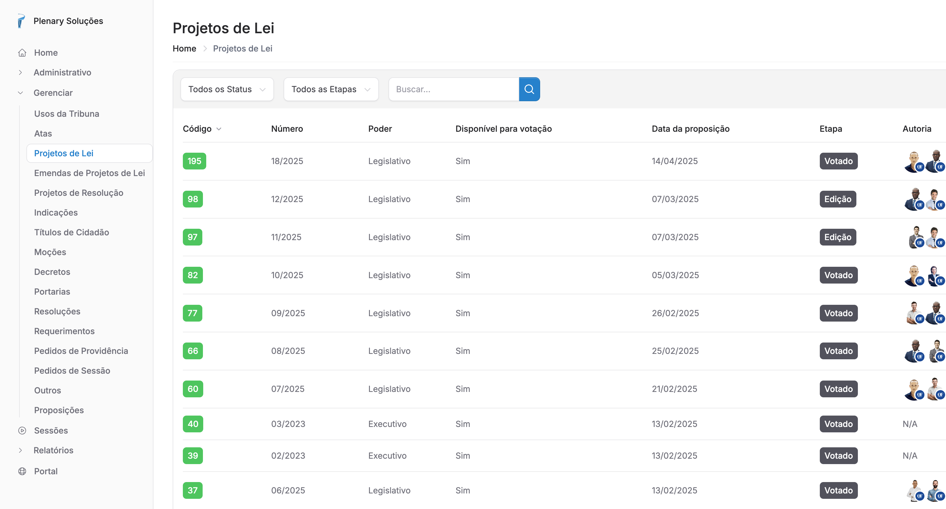 Preview do Sistema Plenary